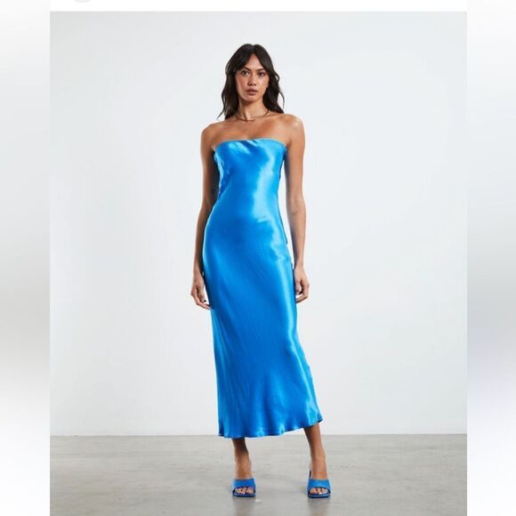 SNDYS Angel Midi Strapless Slip Dress Flawed - Picture 1 of 8